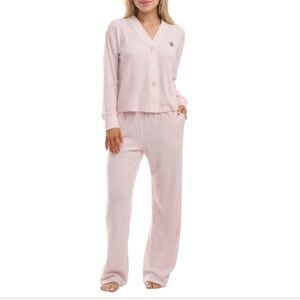 Tommy Hilfiger Women's Speckled Waffle-Knit Cardigan Top and Pajama Pants Set